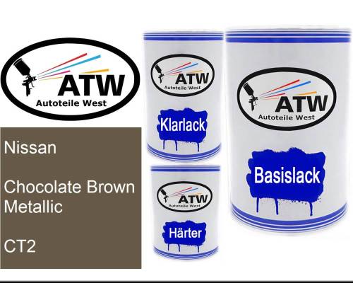 Nissan, Chocolate Brown Metallic, CT2: 500ml Lackdose + 500ml Klarlack + 250ml Härter - Set, von ATW Autoteile West.